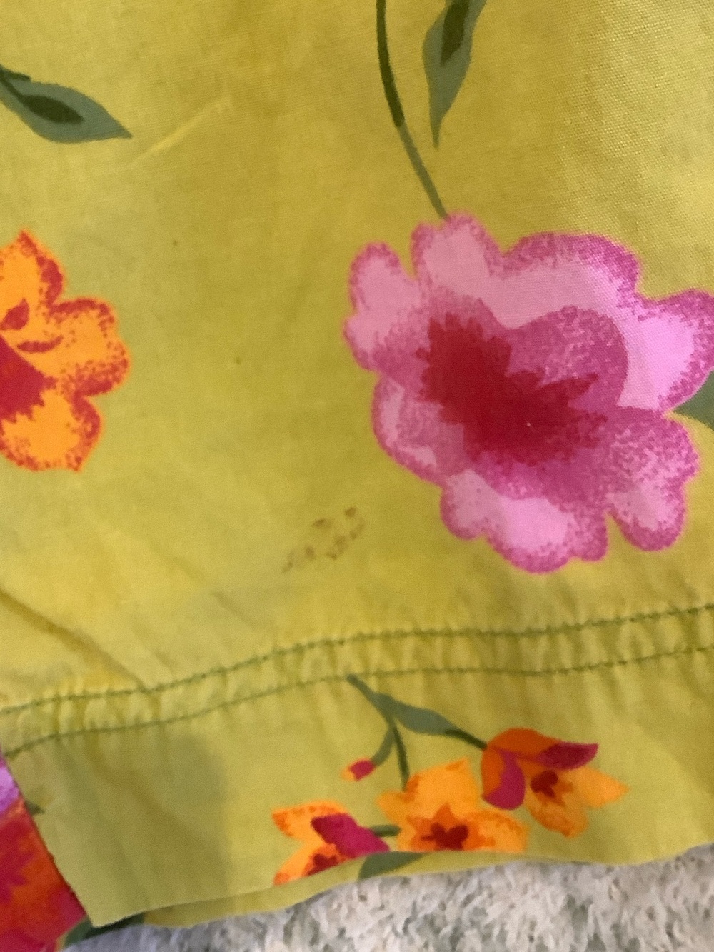 Bright Citrine with Pink & Yellow Floral Drawstring Capri Pants RS Plus Size 1X - Picture 6 of 16